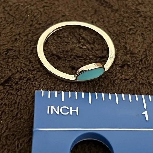 💖3/$10!!! Turquoise and silver dainty half circle ring. OS. - Picture 9 of 9
